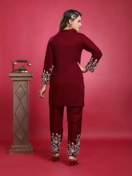 Women Viscose Rayon Kurta Palazzo Set