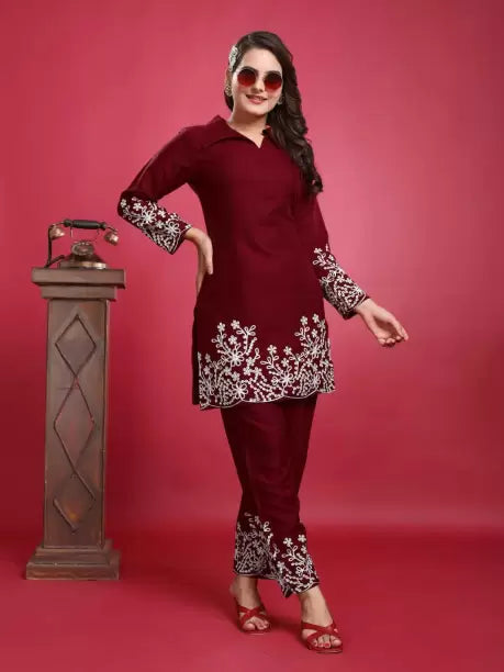 Women Viscose Rayon Kurta Palazzo Set