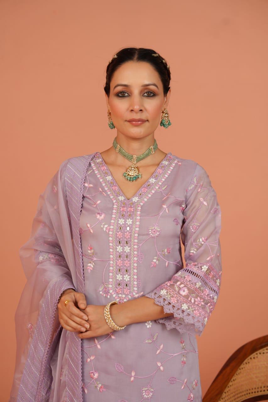 Elegant Embroidered Chiffon Suit