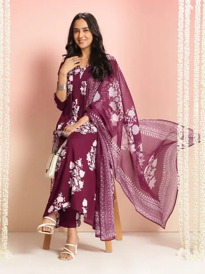 Women Cotton Rayon Kurta Pant Dupatta Set