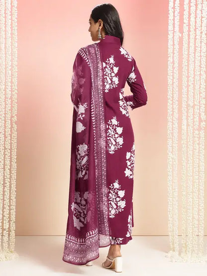 Women Cotton Rayon Kurta Pant Dupatta Set