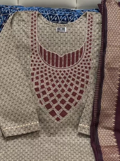 Embroidered, Self Design Kurta, Trouser/Pant & Dupatta Set