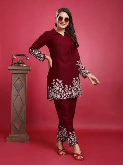Women Viscose Rayon Kurta Palazzo Set