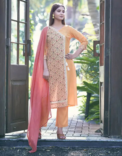 Women Cotton Silk Kurta Pant Dupatta Set