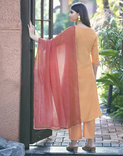 Women Cotton Silk Kurta Pant Dupatta Set