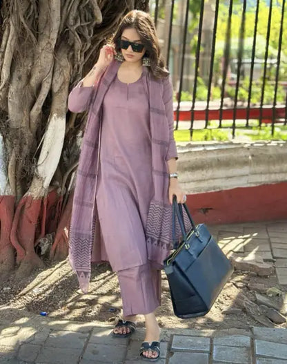Embroidered Kurta, Trouser/Pant & Dupatta Set