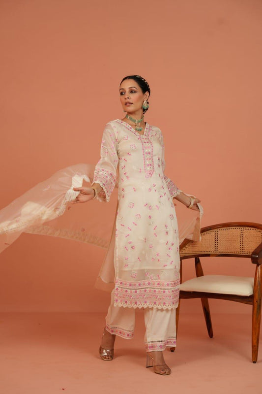Elegant Embroidered Chiffon Suit