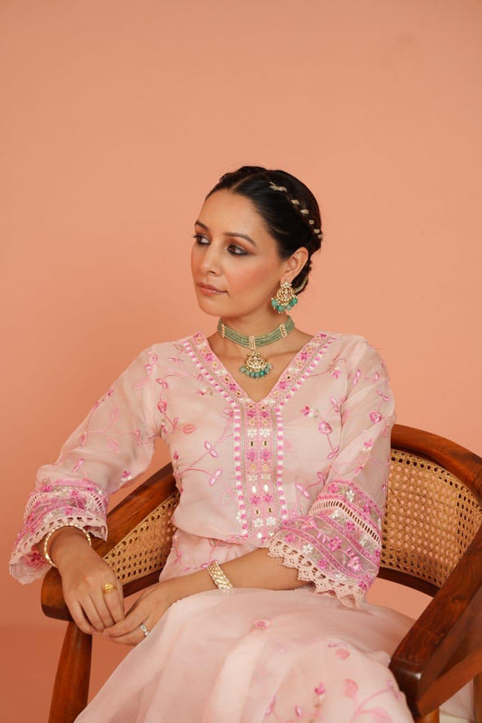 Elegant Embroidered Chiffon Suit